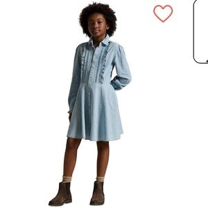 Polo Ralph Lauren Big Girls Ruffled Cotton Chambray Dress